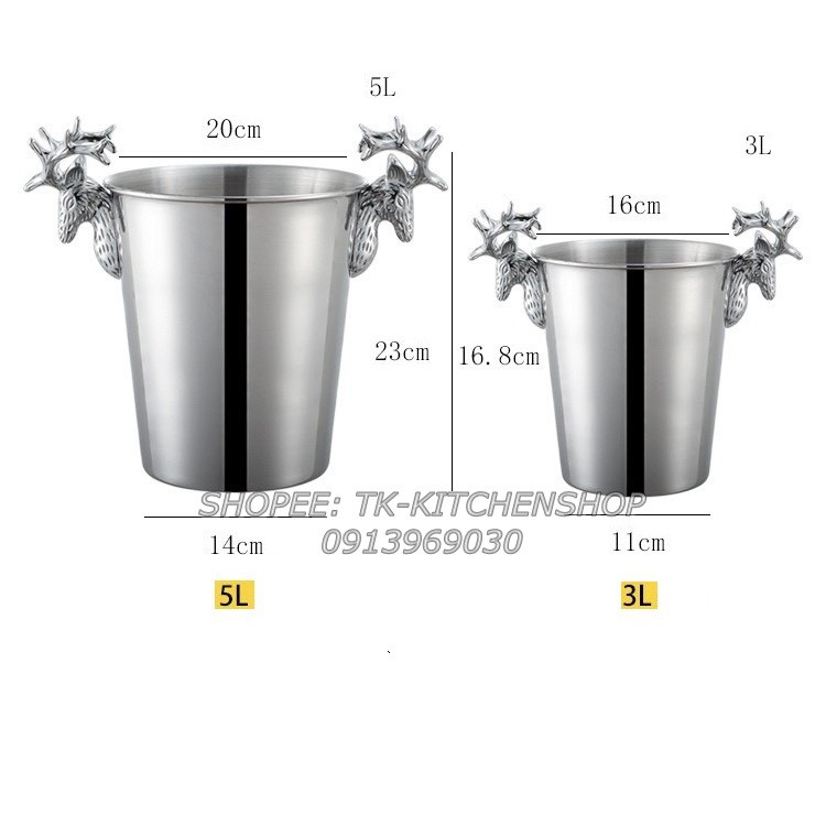 *hàng cao cấp* XÔ ĐÁ NGÂM RƯỢU ĐẦU HƯƠU MÀU BẠC CAO CẤP - Inox 304