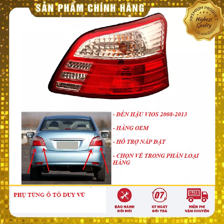 ĐÈN HẬU TOYOTA VIOS 2008, 2009, 2010, 2011, 2012, 2013 HÀNG OEM