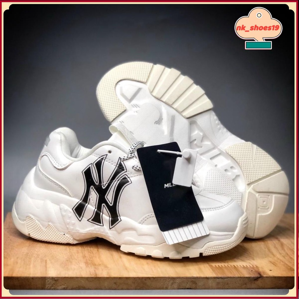 Giày mlb trắng chữ ny đen, giày thể thao tăng chiều cao đế liền siêu nhẹ êm chân , full box bill bản đẹp 2022
