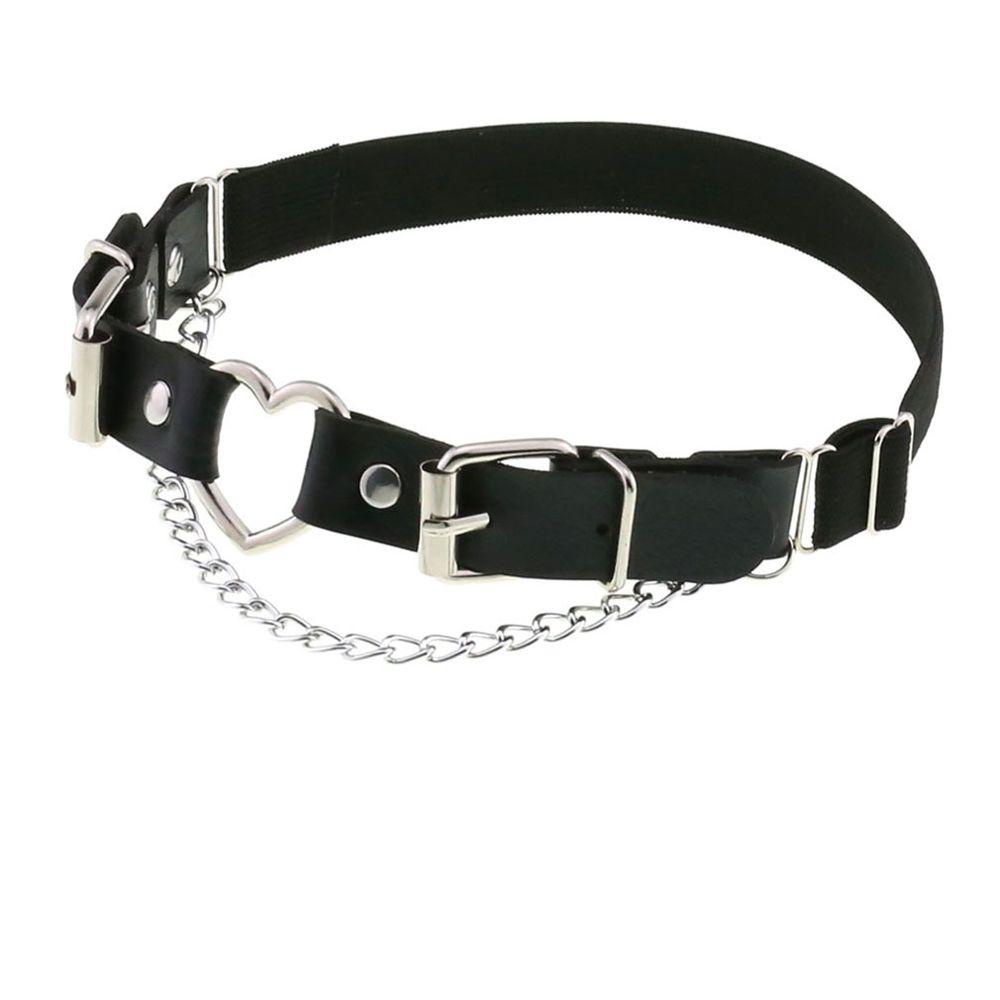 Dây Đeo Đồng Hồ Bằng Da PU Màu Ngà Khóa Kim Loại Trái Tim Phong Cách Goth Cá Tính Dành Cho Nữ