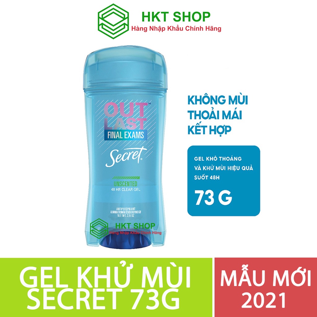 Lăn Khử Mùi Nữ Secret Unscented (không mùi) Clear Gel 73g - HKT Shop