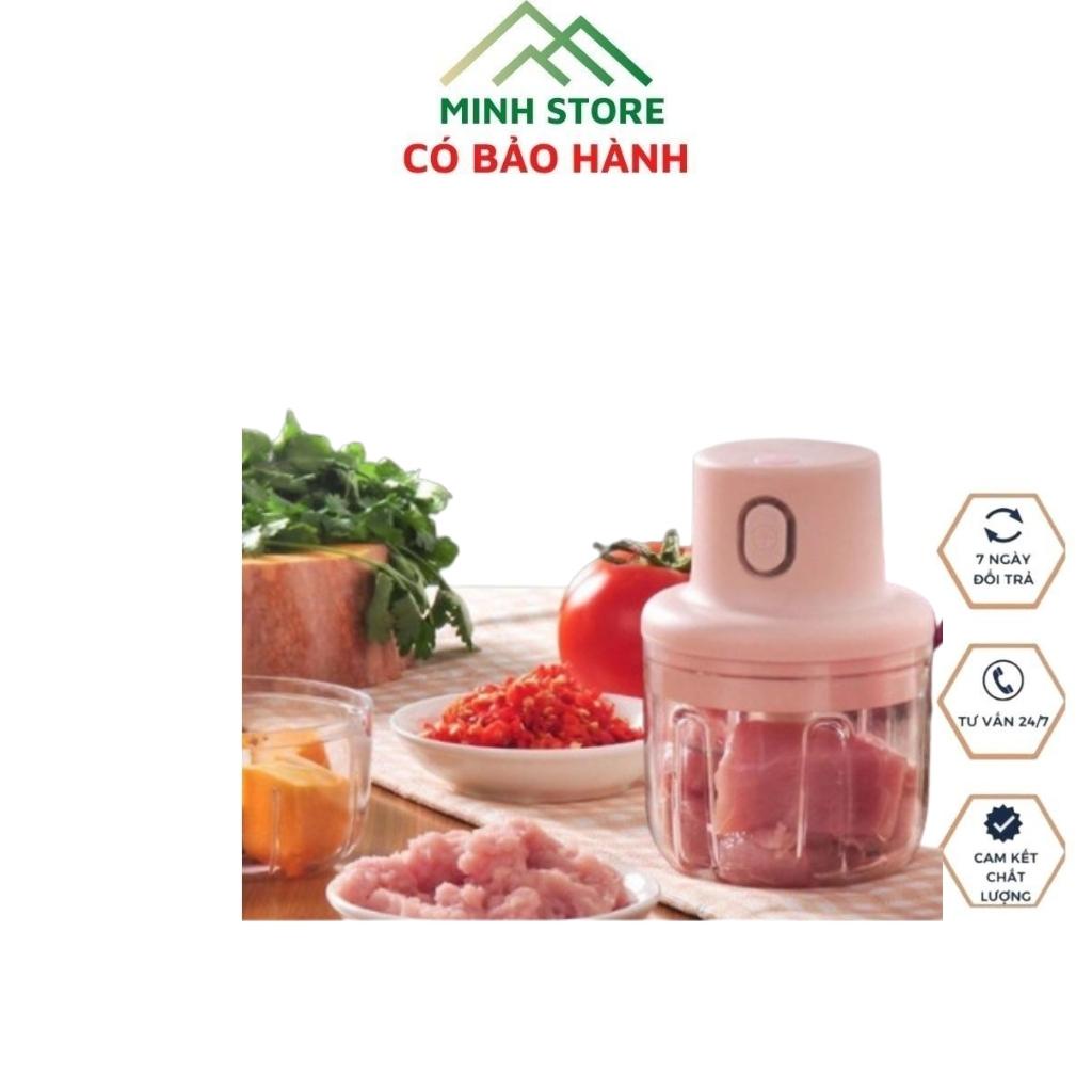 Máy xay đa năng cầm tay hành , tỏi , rau củ quả có cổng sạc usb
