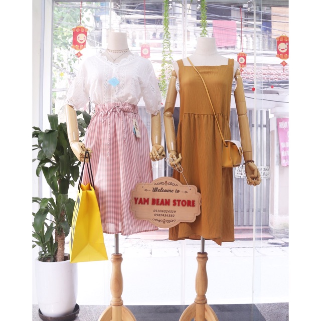 CHÂN VÁY CARO NHỎ XÍU  CÓ DÂY THẮT NƠ