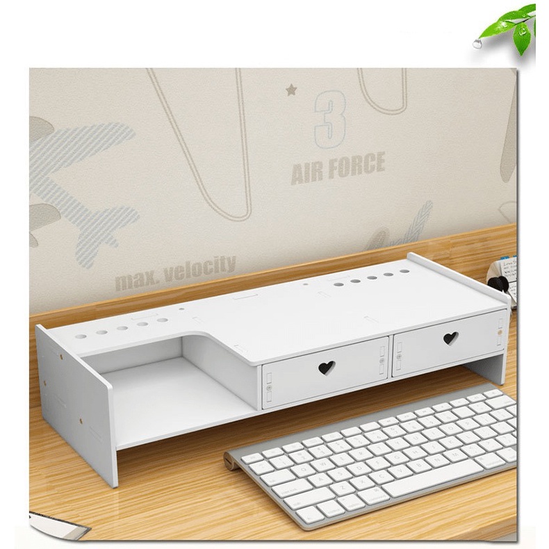 Kệ màn hình vi tính để bàn với hai ngăn kéo và khay giữ bút tiện lợi - VL27