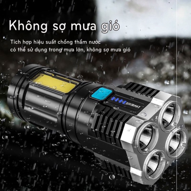 Đèn Pin Siêu Sáng Cầm Tay 4 Bóng Chắc Chắn 4 Chế Độ Sáng Tiện Dụng Miễn phí vận chuyển đơn hàng đạt 200k