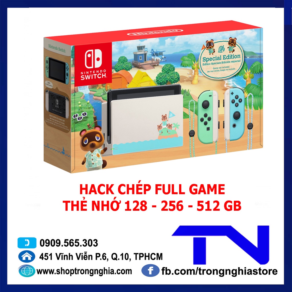 Máy Nintendo Switch V2 Animal Crossing mới 100% HACK chép full games + thẻ nhớ 128/256/512 + tặng dán cường lực