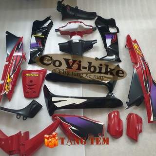 Bộ nhựa áo xe Wave ZX, Wave Thái [TẶNG TEM XE] nhựa ABS cao cấp MÀU ĐỎ CỜ - B542