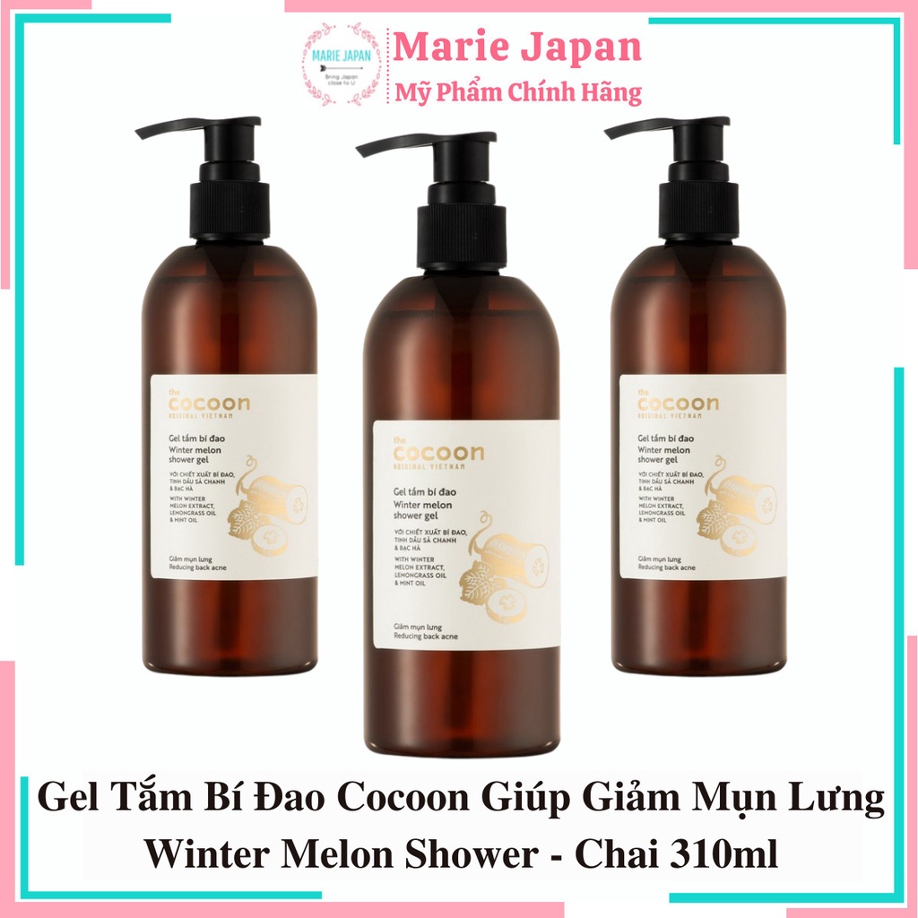 Gel Tắm Bí Đao Cocoon Giúp Giảm Mụn Lưng Winter Melon Shower - Chai 310ml