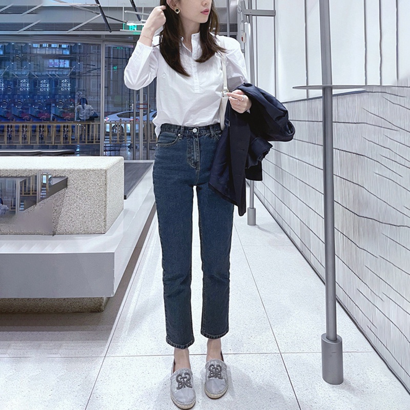 Linki ✯ Áo Sơ Mi Tay Ngắn Màu Trơn Đơn Giản Thời Trang Cho Nữ