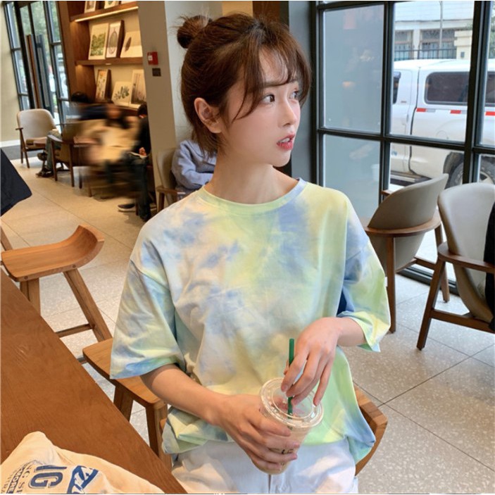 Áo thun unisex tay lỡ - Áo thun loang màu form rộng siêu hot | BigBuy360 - bigbuy360.vn