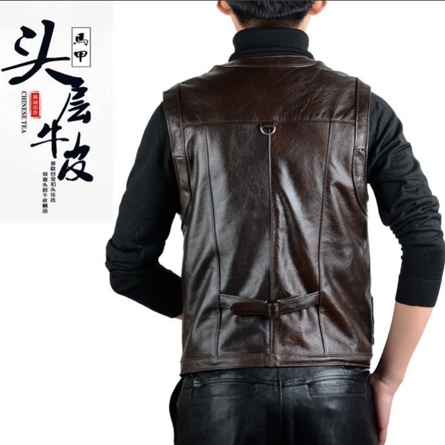 Áo gile nam da bò xịn hàng cao cấp