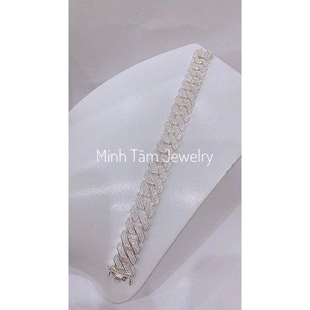 Lắc tay Cuban bạc 950,Vòng tay Cuban bạc nam mắt xích vuông-Minh Tâm Jewelry