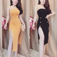 Đầm body xẻ 2 bên kết nút
