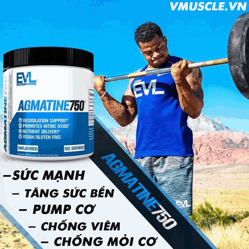 EVL Agmatine 750 và Citrulline 2000 hỗ trợ tăng sức mạnh và sức bền