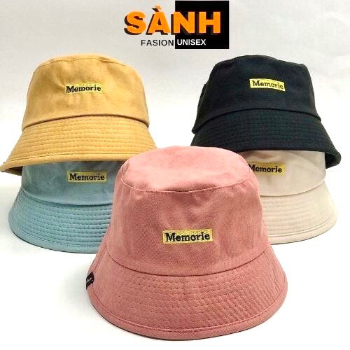 Mũ bucket vành cụp thêu chữ MEMORIE Nón tai bèo chất nỉ nhung cao cấp thời trang form unisex nam nữ B10