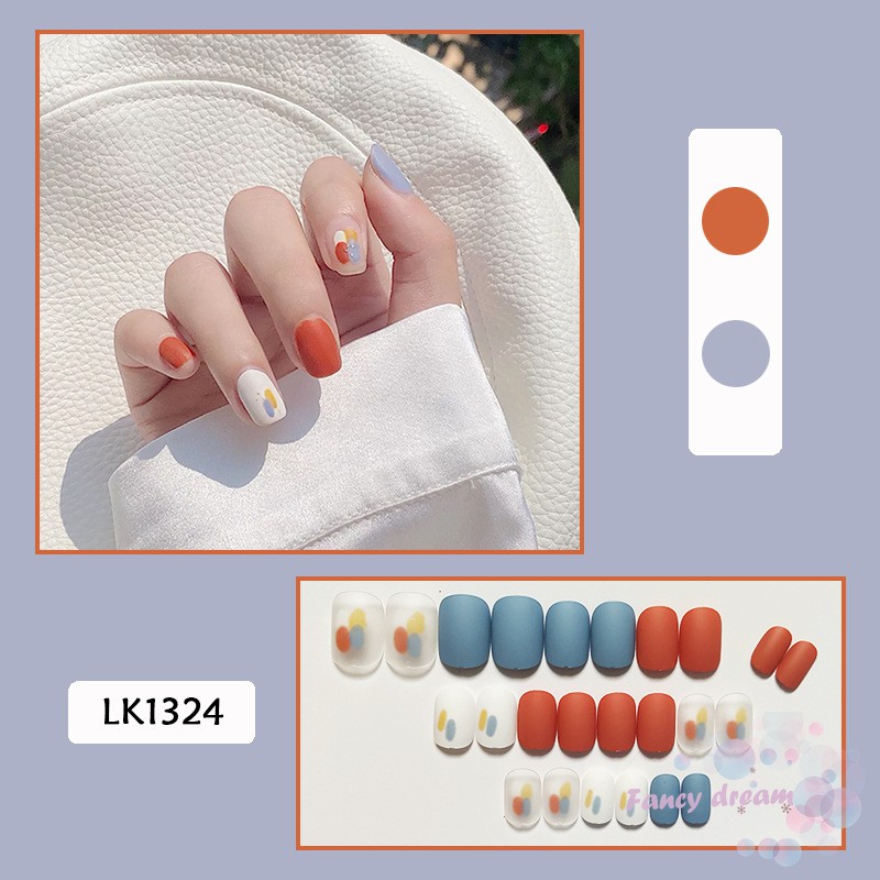 Set 24 Móng Tay Giả Chống Thấm Nước Có Họa Tiết Dễ Thương