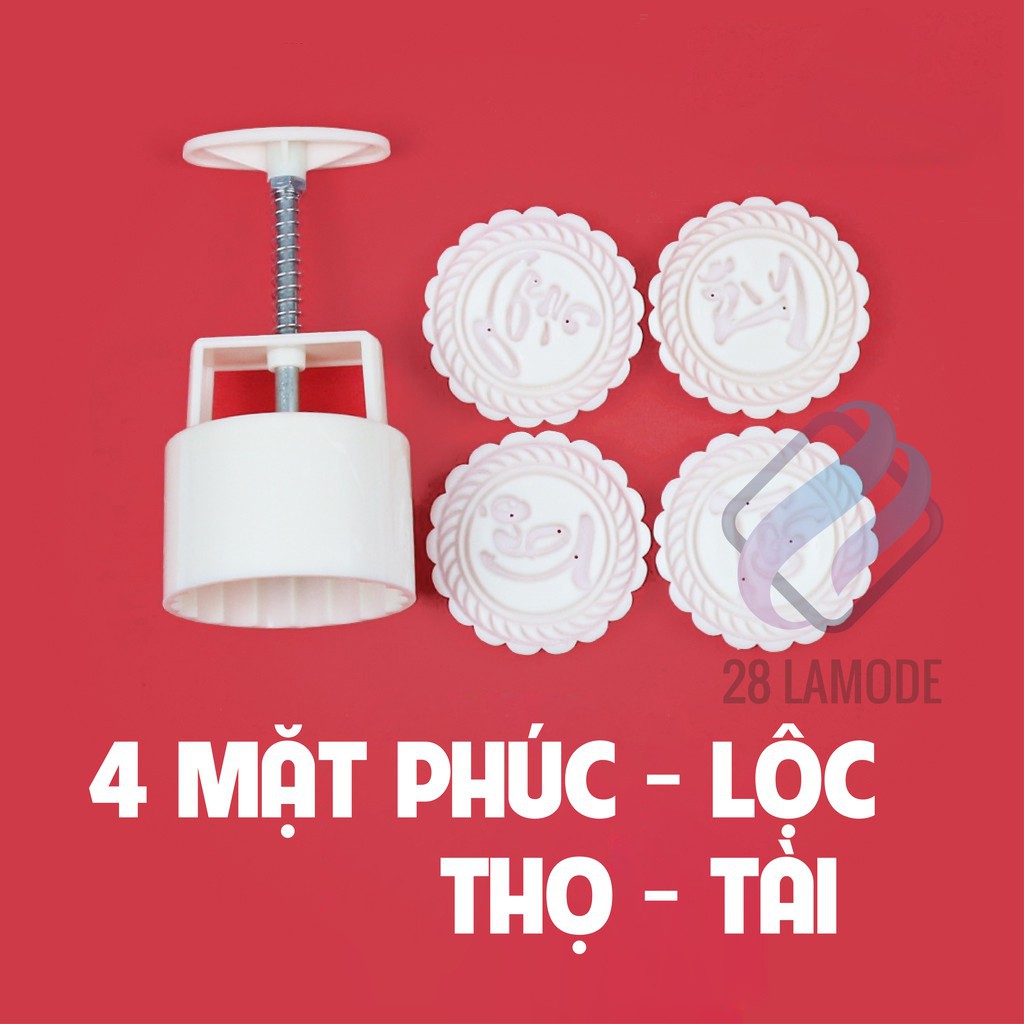 Khuôn Làm Bánh Trung Thu 4 Mặt Phúc - Lộc - Thọ - Tài Chữ Thư Pháp