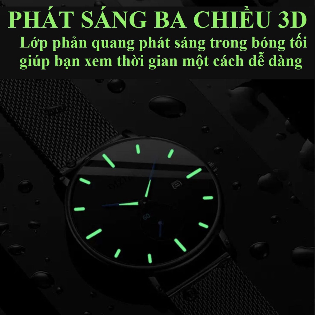 Đồng hồ nam chính hãng DIZIZID dây thép lụa đen Chạy Full 5 kim - Có lịch ngày - Thiết kế trẻ trung hiện đại DZZ89