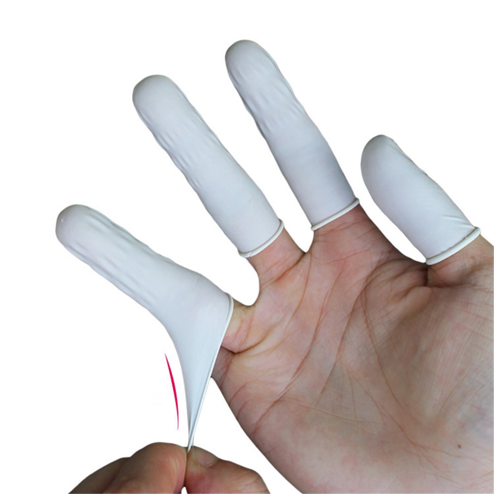 Set 100 Găng Tay Cao Su Trắng Chống Trượt Dùng 1 Lần