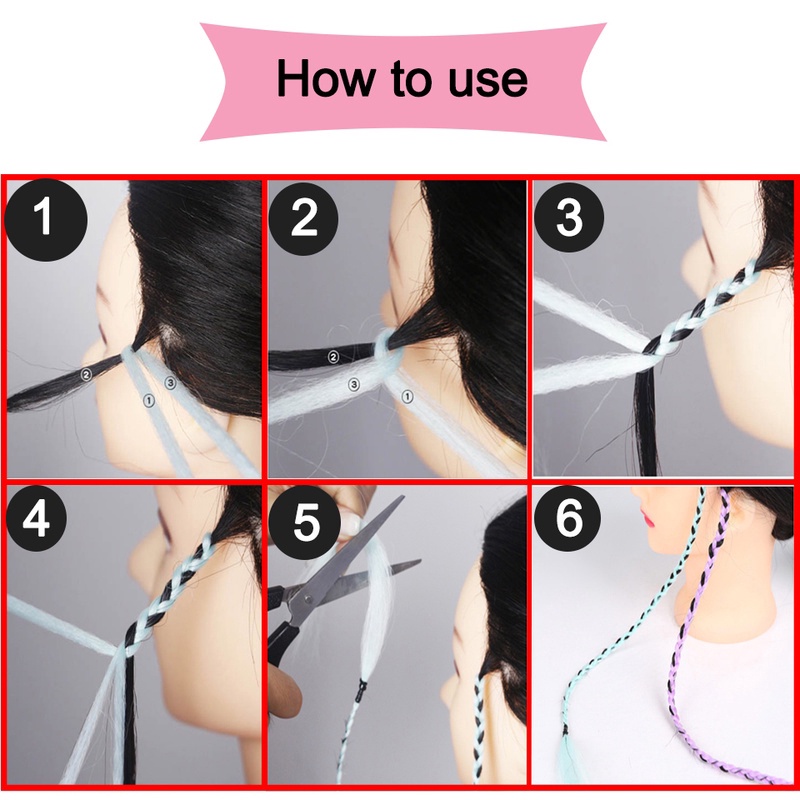 Tóc giả thắt bím 24 inch nhiều màu sắc gradient sành điệu thời trang cho nữ