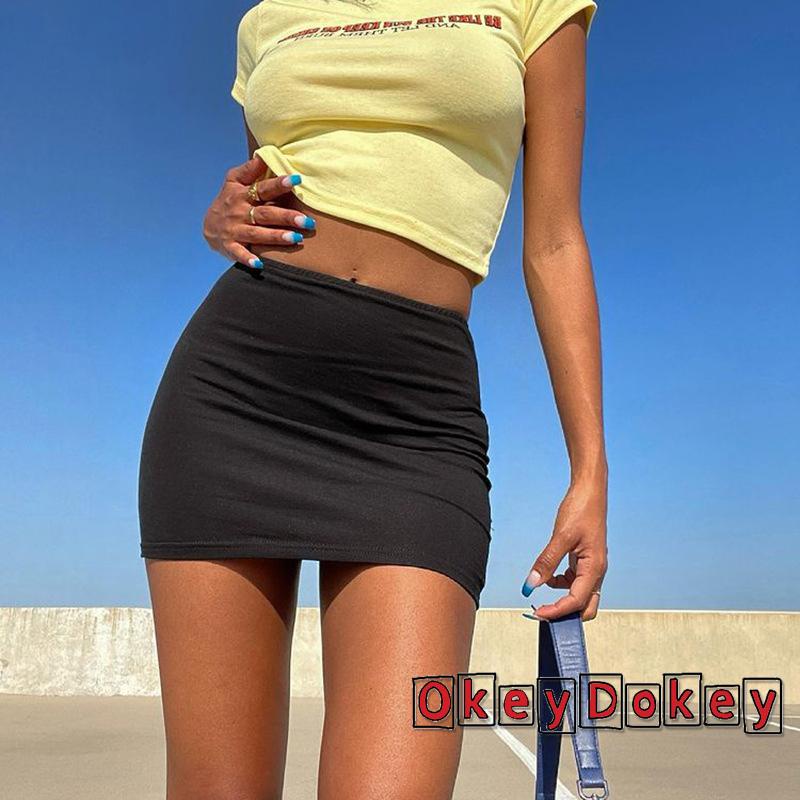 Chân Váy Ngắn Lưng Cao Co Giãn Màu Trơn Quyến Rũ Cho Nữ