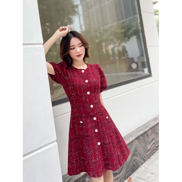 [Mã 2611THTRANG100K hoàn 10% xu đơn 99K] Váy Dạ Tweed 2 Túi Hoạ Tiết Vân Kẻ Ô - Chất Liệu Dạ Cao Cấp, Màu Sắc Tôn Da | BigBuy360 - bigbuy360.vn
