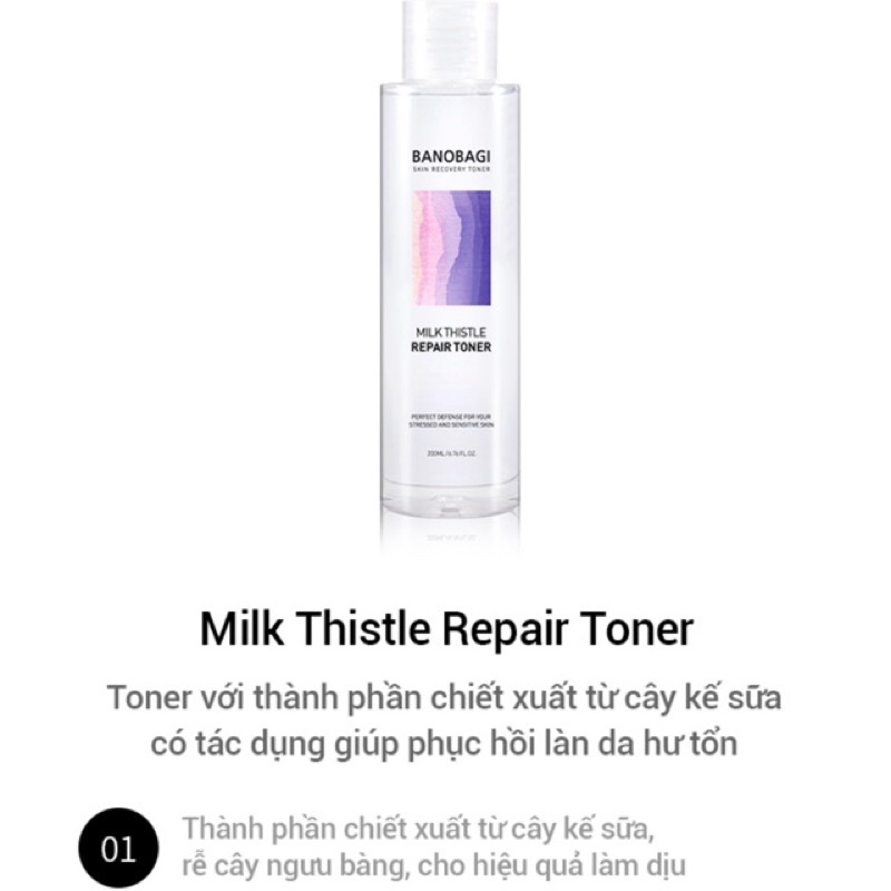 Nước Hoa Hồng Banobagi Milk Thistle Repair Toner 200ml