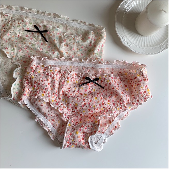 Quần lót nữ đính nơ bông cotton lưới thoáng khí_QLN15 NuciFera