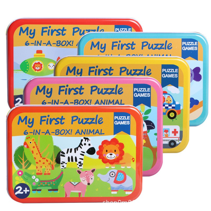 Đồ chơi xếp hình _ Bộ Xếp Hình My First Puzzle Hộp Sắt Cho Bé 2-5 Tuổi