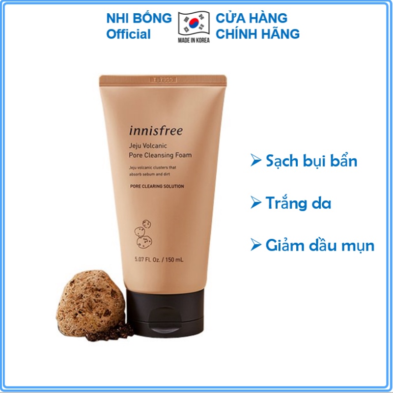 Sữa rửa mặt gảm mụn - Sữa rửa mặt innisfree trắng da làm sạch Tro Túi Lửa Innisfree Hàn Quốc 150ml
