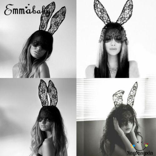 ✮Za❥Băng Đô Tai Thỏ Dài Phối Ren Hóa Trang Quyến Rũ Cho Nữ