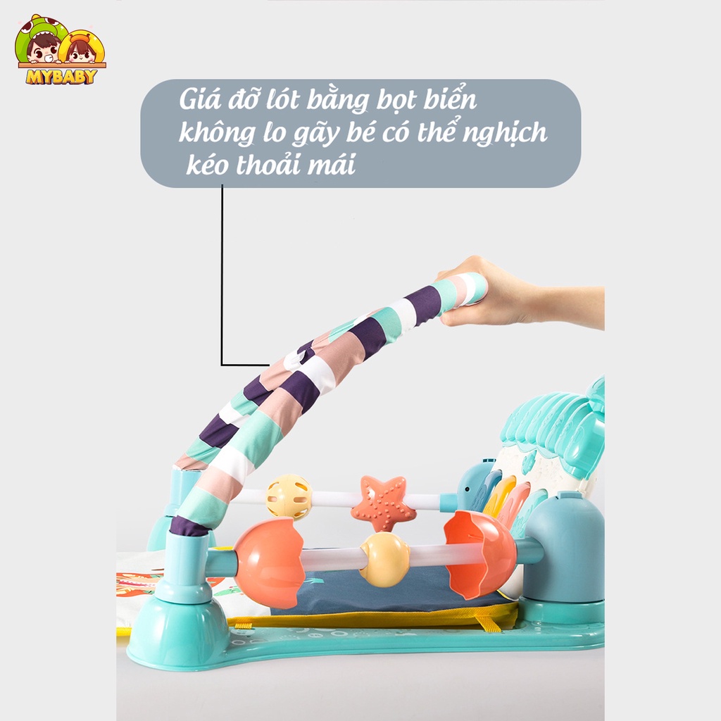 Thảm đàn piano cho bé nằm chơi cao cấp phát triển thính giác thị giác đèn,nhạc, Mybaby