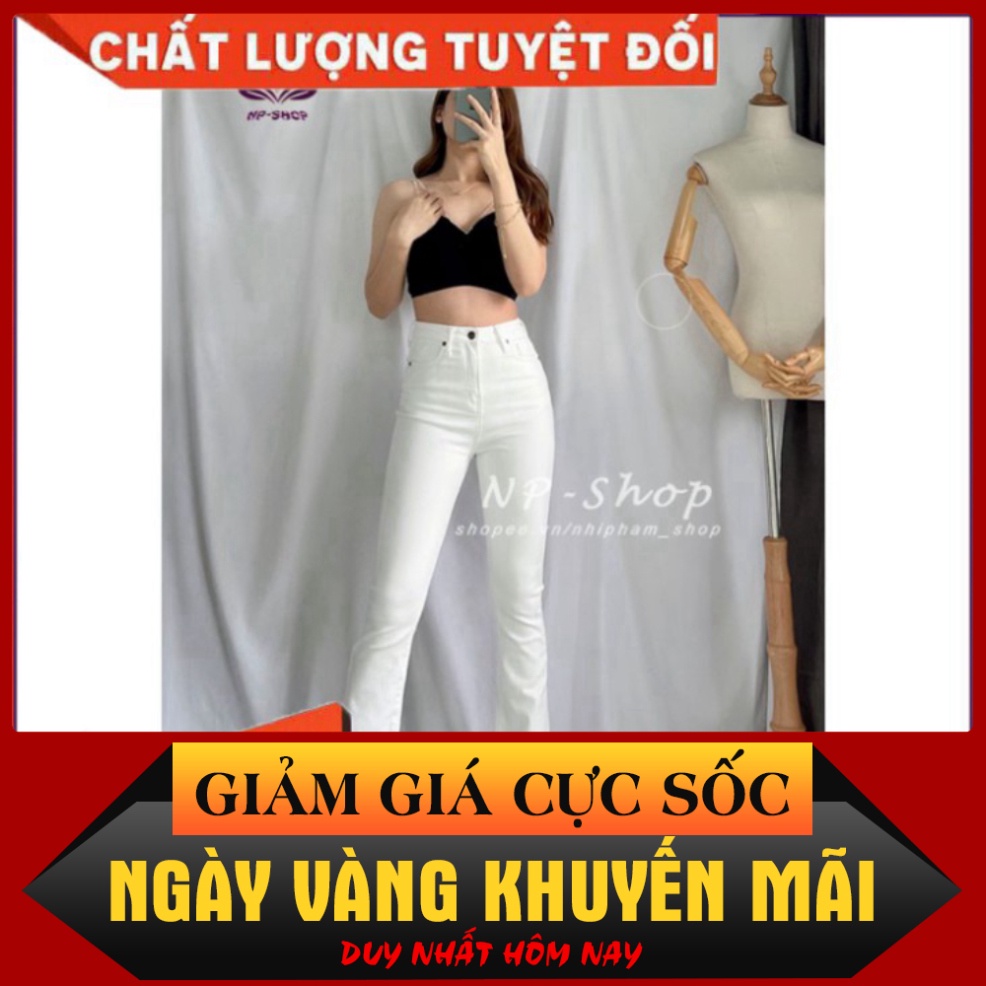 {Giá tận gốc} Quần jean nữ ống loe ⚡️ Quần bò màu trắng dáng dài mềm mịn form ống bass vnxk⚡️ - HANAShop