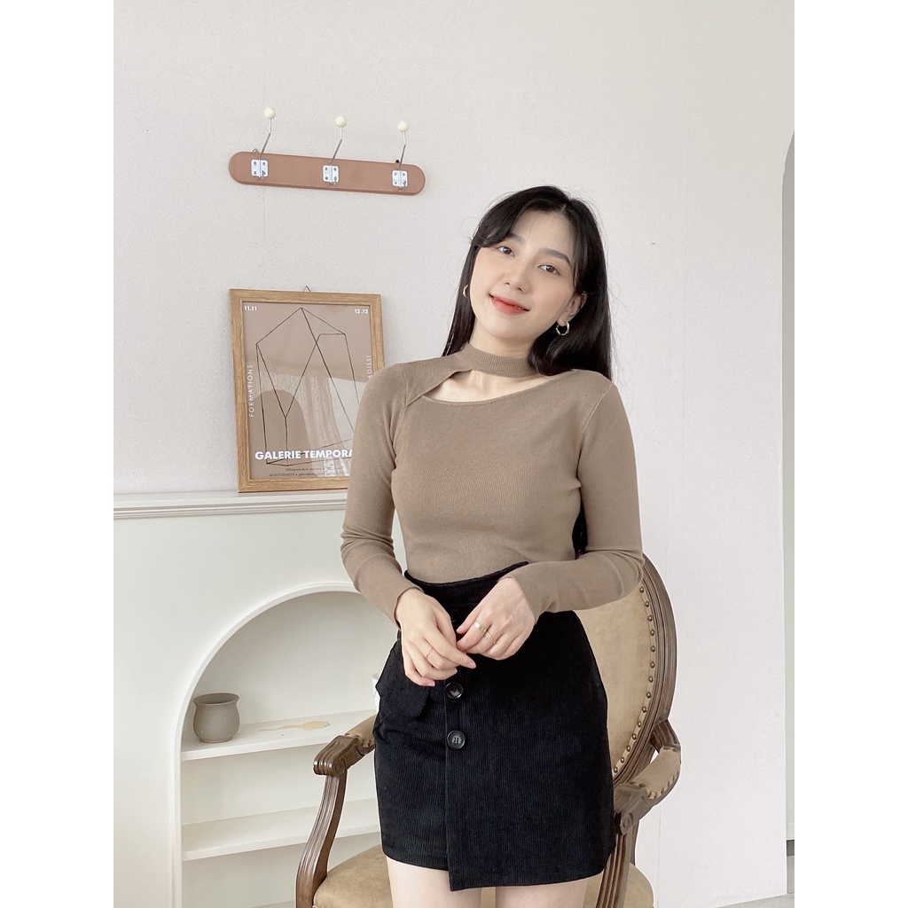 ÁO LEN CỔ KHOÉT VẦNG TRĂNG | BigBuy360 - bigbuy360.vn