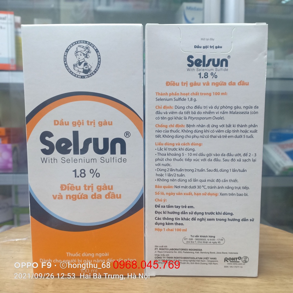 DẦU GỘI SELSUN 1.8% SELENIUM SULFIDE dùng cho người gàu nặng chai 100ml
