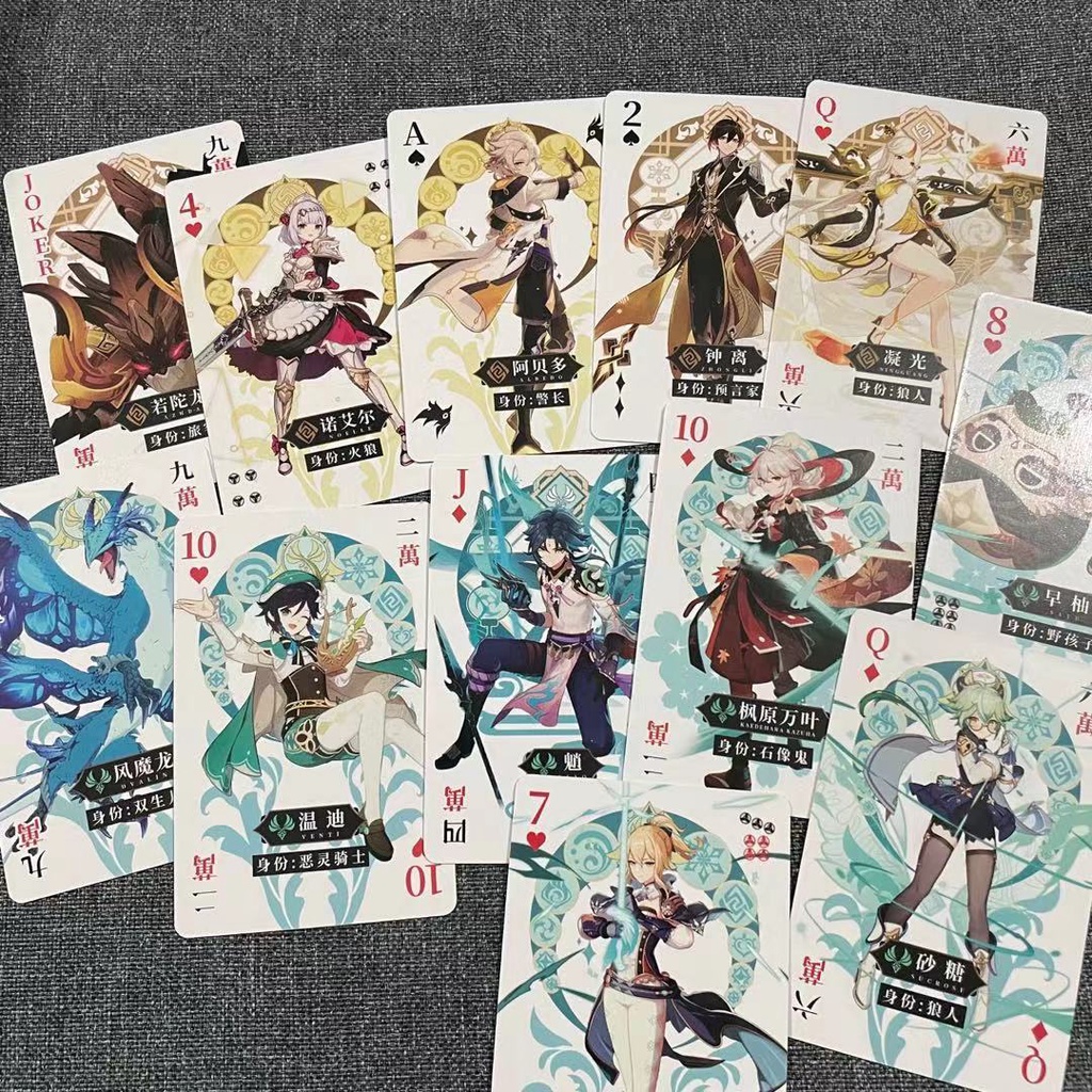 (109) Bộ bài tây tú lơ khơ Genshin Impact 54 lá bo góc độc đáo poker cá tính họa tiết game anime