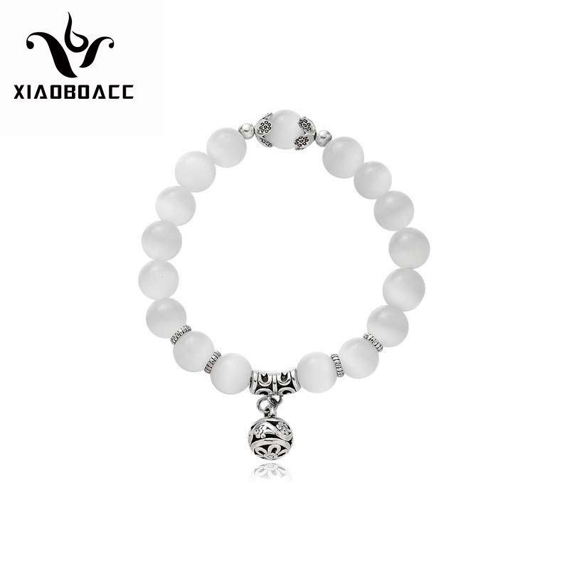 XiaoboACC Vòng Tay Một Lớp Xâu Hạt Đá Opal Pha Lê Tinh Tế Phong Cách Retro