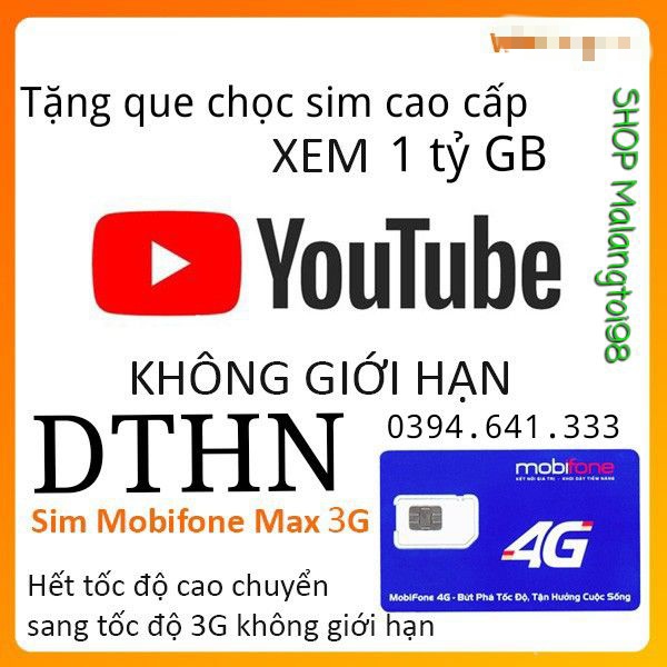 [DTHN-C90N-DIP50-ED50-Y60-THAGA100] Sim 4g Mobifone MAX KHÔNG GIỚI HẠN DUNG LƯỢNG DATA  SIM 4G