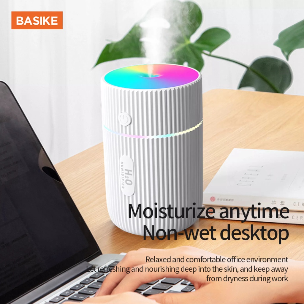 Máy phun sương Humidifier H2O để trong ô tô tạo ẩm cho không khí hoặc xông tinh dầu, có đèn nhiều màu