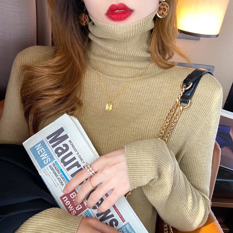 Áo dệt kim cổ lọ dày dặn thời trang nữ thu đông 2021