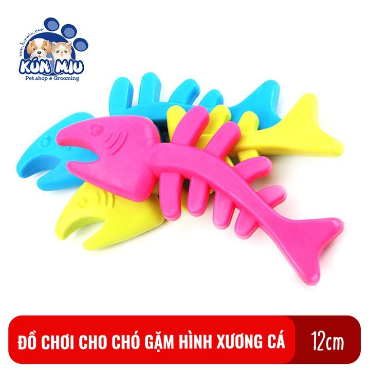 Đồ chơi cho chó gặm sạch răng hình xương cá Kún Miu chất liệu cao su an toàn nhiều màu sắc