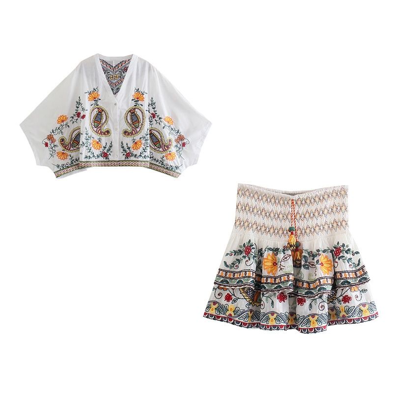 SET ÁO THÊU KÈM VÁY HỌA TIẾT ZARA XUẤT XỊN