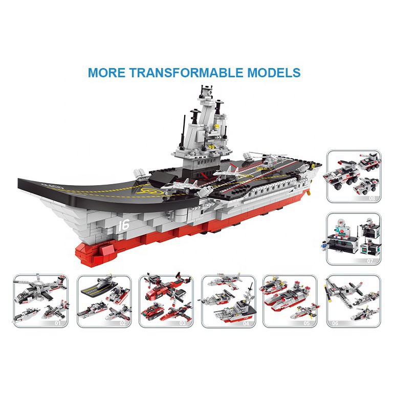 Lego lắp ráp siêu tầu sân bay 1265 chi tiết, lắp được 25 mô hình khác nhau