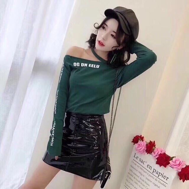 Chân Váy Da Bóng Lưng Cao L1 (nhiều màu)
