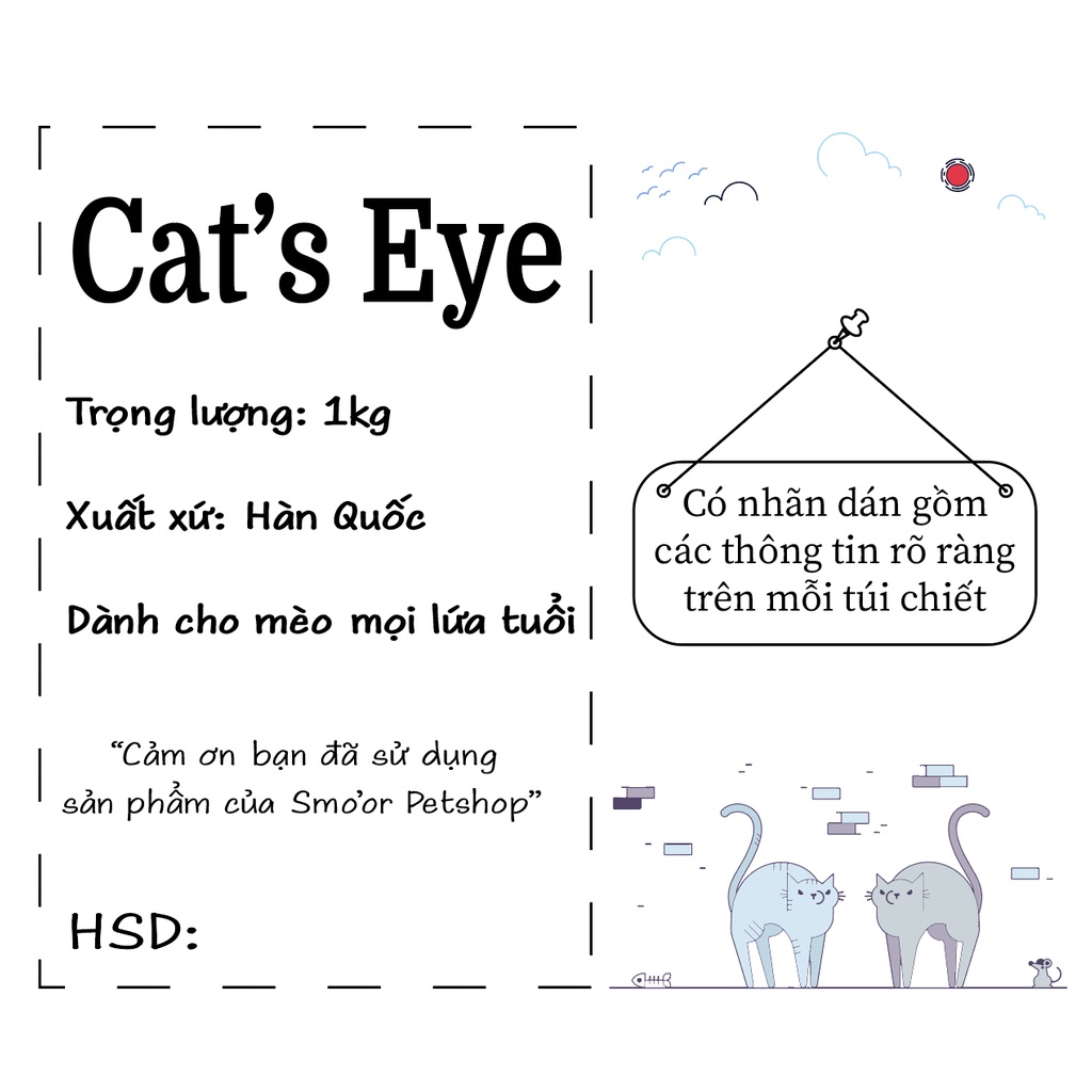 Thức ăn hạt cho mèo CATSEYE 1kg - Túi zip