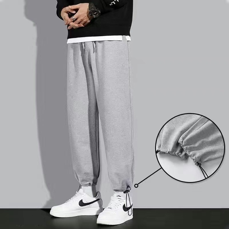 Quần jogger nam trơn ống rộng basic dây rút bo chun ở gấu vải nỉ cotton cao cấp ROMAN QT03