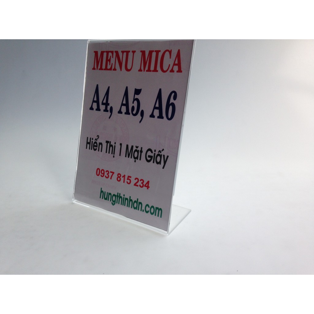 Menu mica thực đơn A5 để bàn, một mặt - loại tốt