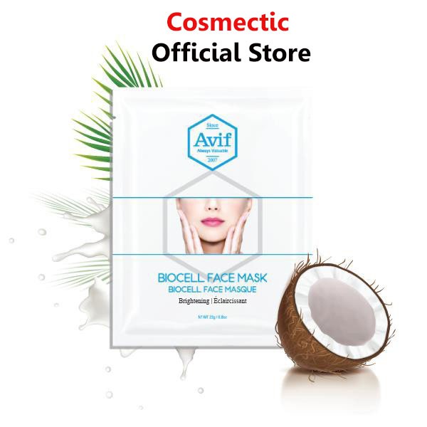 Mặt Nạ Sinh Học Nước Dừa Tươi Trắng Da AVIF BIOCELL BRIGHTENING FACE MASK