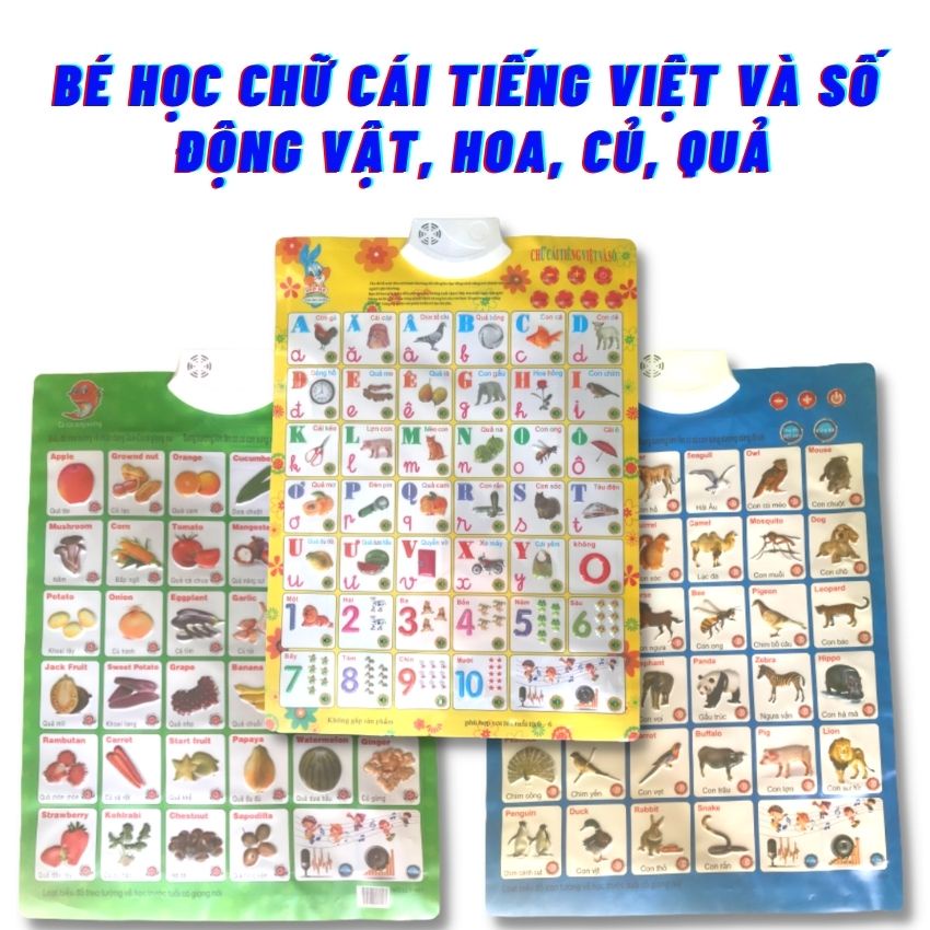 [Combo 3 Bộ+Tặng Pin]Bảng Chữ Cái Điện Tử Vàng, Thông Minh, Biết Nói, Bảng Học Chữ Tiếng Việt ZOLY SHOP