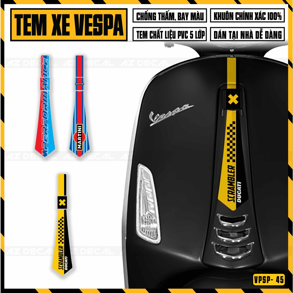[ Mới ] Tem Vespa Sprint / Primavera Thiết Kế Cà Vạt Hãng Xe | VPSP45 | Decal Hình Dán Xe Máy Vespa Chống Nước Bền Màu